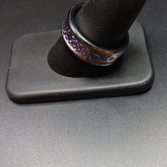 ITungsten Purple & Silver Size 10 Men's Ring New - Picture 2 of 4